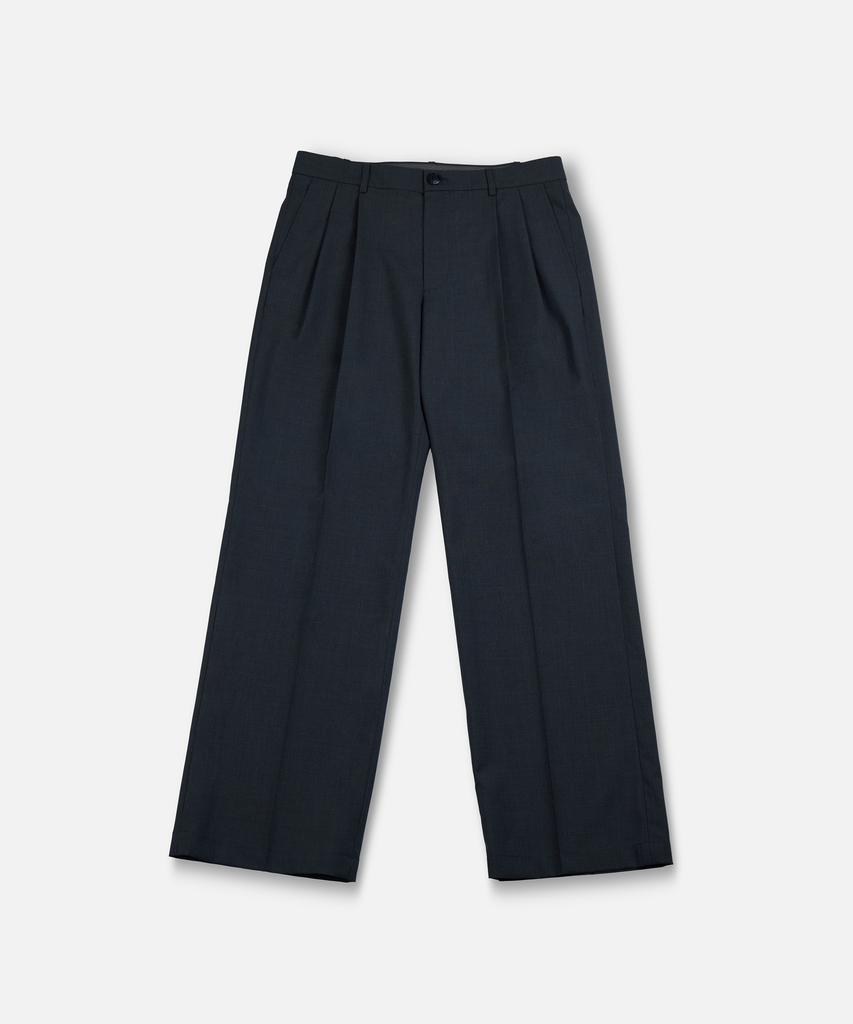 WARDROBE STANDARD Fresco Wool Two Tuck Pants Gray