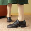 Базовые женские туфли-лодочки с круглым носком из натуральной кожи для офиса, женские туфли на шнуровке на толстом каблуке, весна-лето 2024, новые сапоги