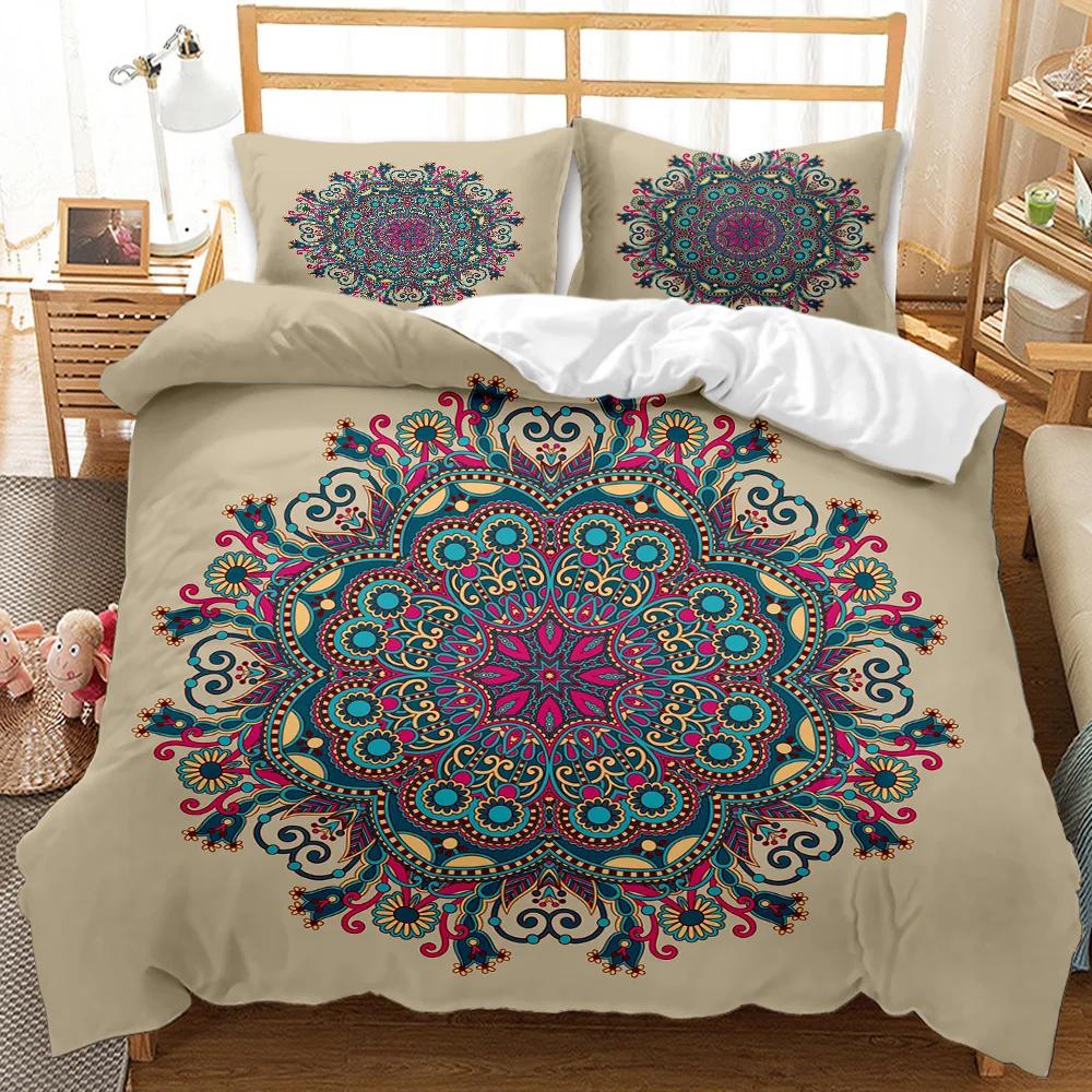Bohemian Mandala Duvet Cover Queen Size Tie Dye Spiral Duvet Cover Hippie Boho Bedding Set Exotic Floral Polyester Qulit Cover