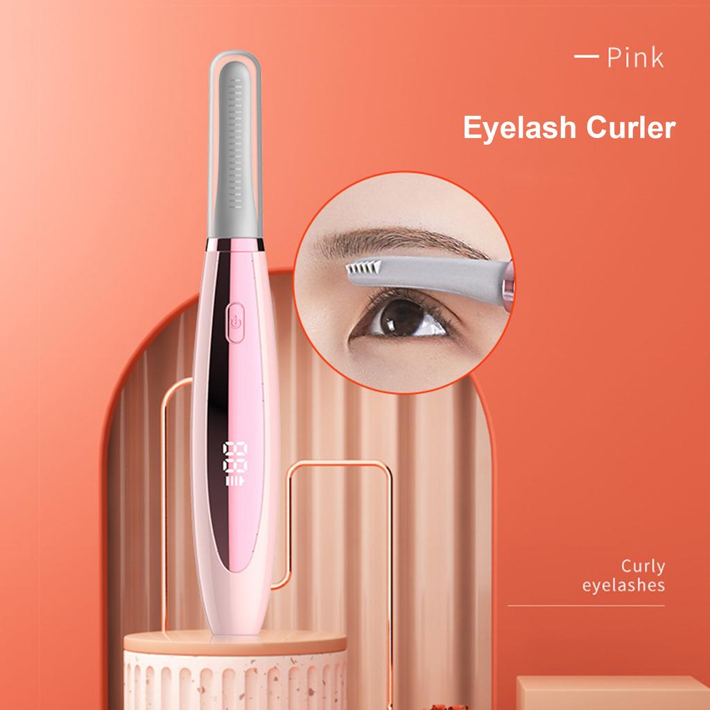 Electric Heated Eyelash Curler USB Rechargeable Eyelashes Curler with 3 Temperature Modes Natural