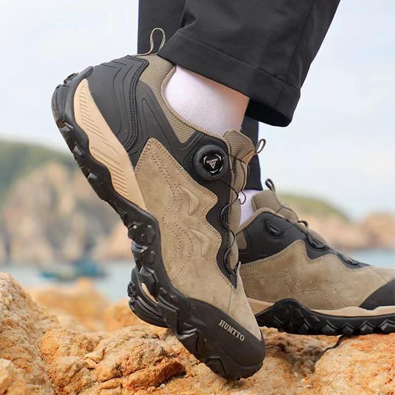 HUMTTO Leather Outdoor Sneakers for Men Luxury Designer Hiking Boots Non-Slip Climbing Trekking Mens Shoes Sports Safety Work Man Shoe