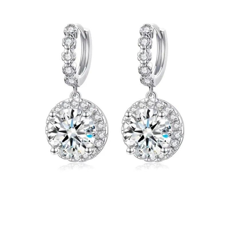 S925 Sterling Silver 1-2 Carat Moissanite Round Bag Earring Design Fashion Light Luxury Niche High-Hnd Casual Lady Gift