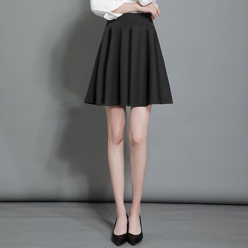 Двухслойная короткая юбка больших размеров с высокой талией, женская юбка трапециевидной формы, плиссированная юбка, антибликовая однотонная юбка с большим карманом