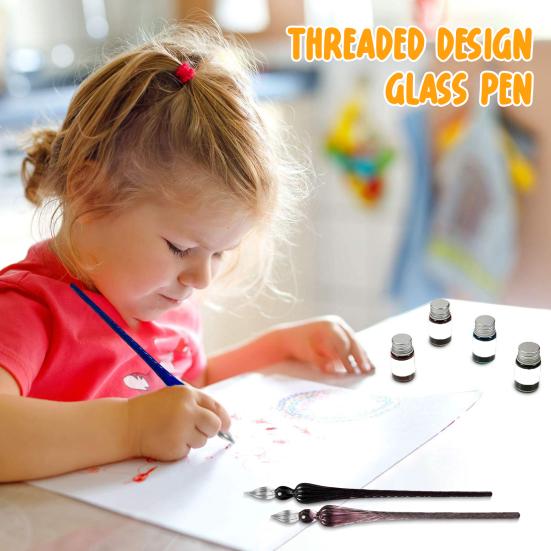 Стеклянная ручка Каллиграфия Комиксы Живопись Красивые цветовые эффекты Перо для погружения Плавные линии Простота в использовании Резьбовой дизайн Чернильная ручка для погружения