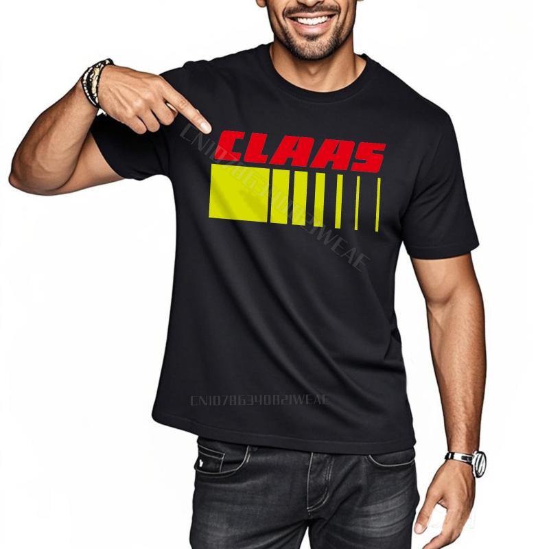 Tshirts for Unisex Vintage Crew Neck Tshirt Claas Logo On Black Daily Wear Trendy Tshirt Fashion Comfortable Round Neck Tee
