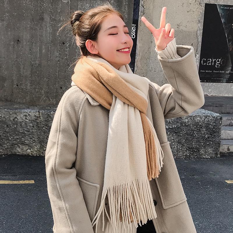 New Scarf for Women In Autumn and Winter Korean Version Warm and Versatile Student Couple Soft Girl Ins Ladies Knitted Scarf Men