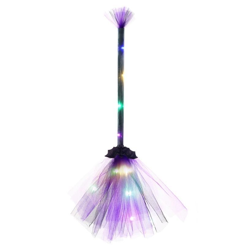 Halloween Party Lighted Witch Broom Plastic Broomsticks Kid Broom Props for Halloween Cosplay Decoration