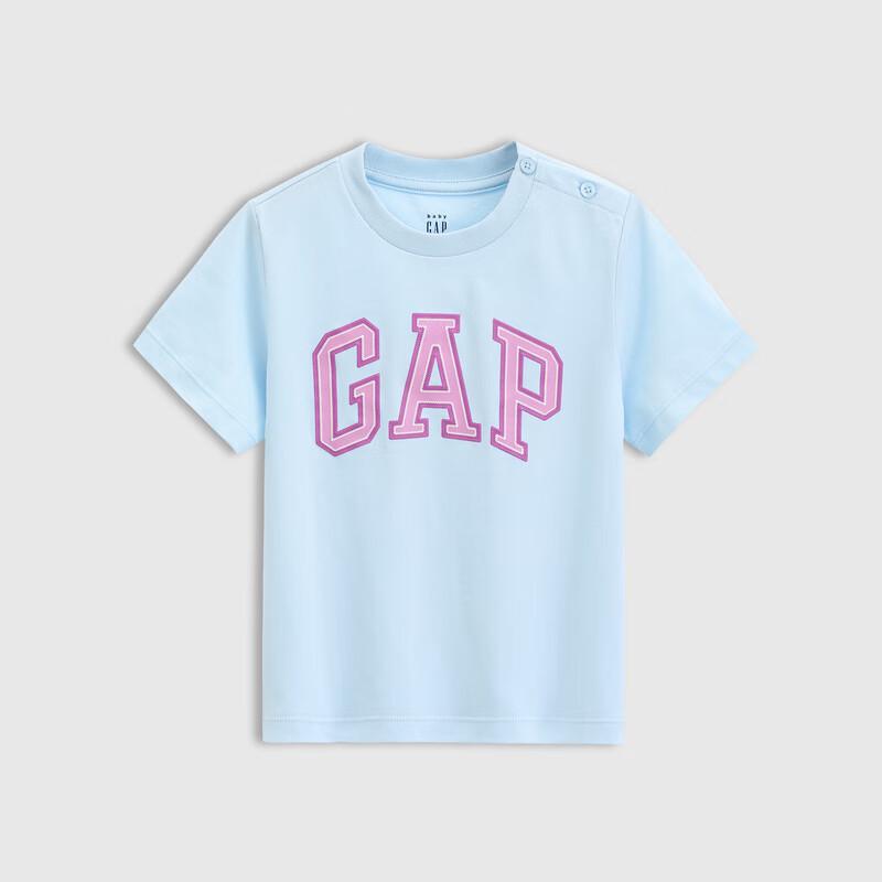 Gap Классическая хлопковая футболка с коротким рукавом и логотипом для девочек