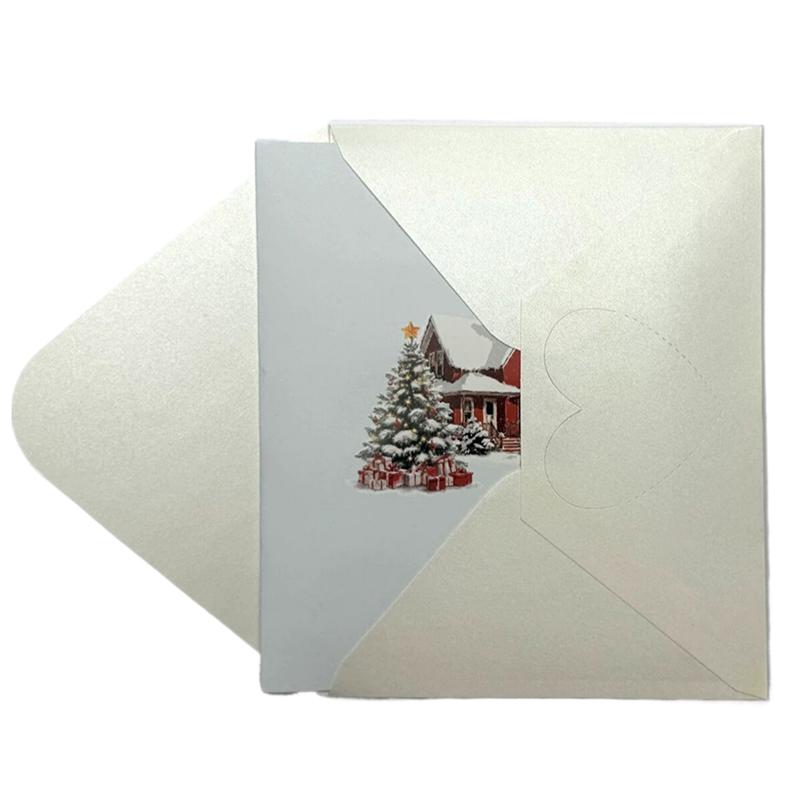 3D Рождественская открытка Сцена «Ночь перед Рождеством» с Сантой, оленями, заснеженной деревней и лунным небом Праздничная поздравительная открытка F