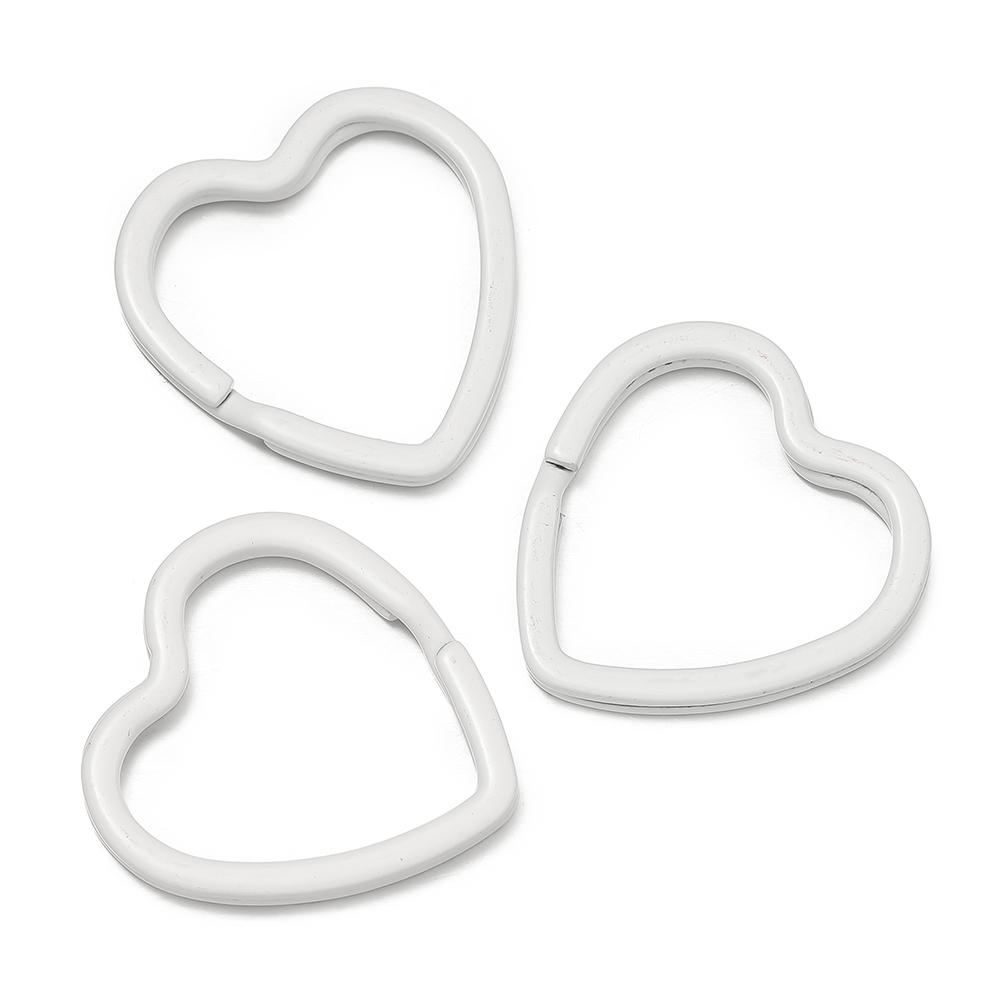 5pcs Cute Colorful Heart Spray Paint Keyring Keychain Split Ring Metal Car Key Ring for DIY Handmade Jewelry Making Accessories