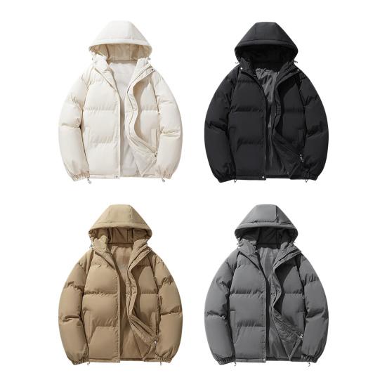 Мужское хлопковое пальто с капюшоном, длинным рукавом и застежкой-молнией, зимняя стеганая куртка, однотонная