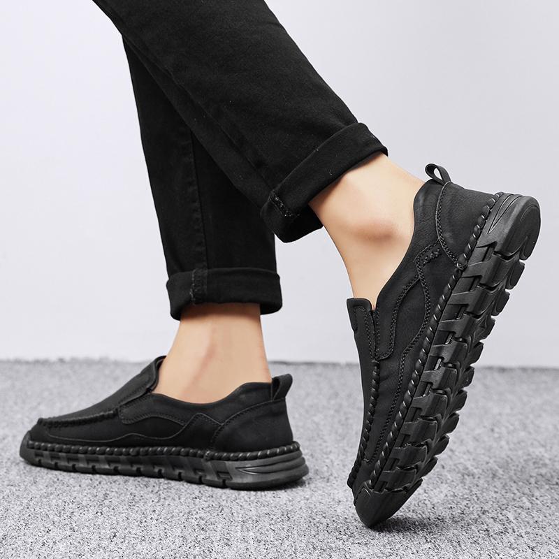 Новые мужские повседневные туфли, кожаные мокасины ручной работы, удобные мужские туфли, кожаные мокасины на плоской подошве, мужские кроссовки