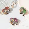 Unisex Brooch Rhinestone Decor Retro Oil-drip Enamel Elephant Shape Anti-slip Suit Coat Collar Hat Scarf Decoration Clothes Pin