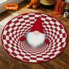 Christmas Gnome 3D Illusion Rug Festive Geometric Round Carpet Cute Nordic Gnome Floor Mat Christmas Gift Home Decor