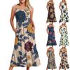 Женское длинное пляжное повседневное элегантное платье макси на тонких бретельках с вышивкой, сдержанное струящееся платье в стиле бохо