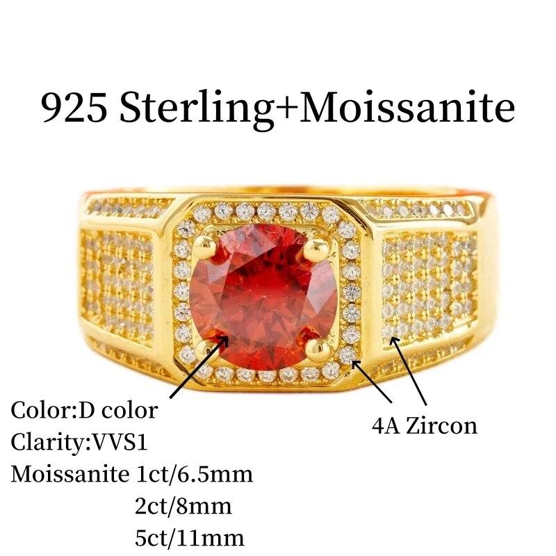 Сертифицированное SACEGEMS GRA кольцо с муассанитом D цвета 1-5 карат для мужчин, стерлинговое серебро S925, свадебное кольцо с бриллиантами, вечерние, роскошные изящные ювелирные изделия