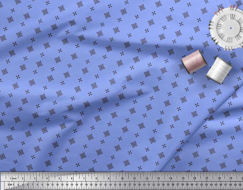 Soimoi Japan Crepe Satin Fabric Black Small Motif Shirting Printed Craft Fabric by the Metre 42 Inch