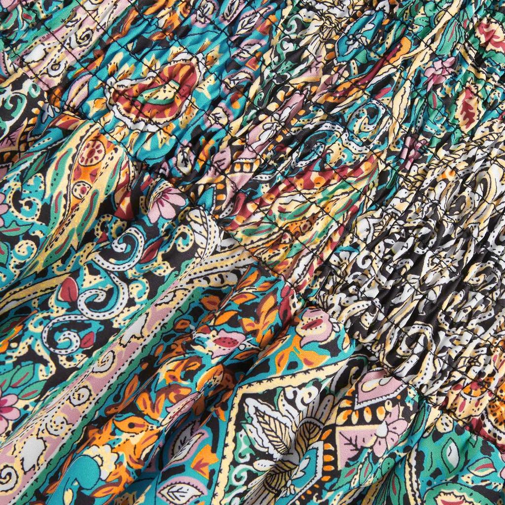 Женская повседневная свободная юбка-макси с эластичной резинкой на талии в стиле бохо, пляжная струящаяся распашная юбка-макси с цветочным принтом для отпуска