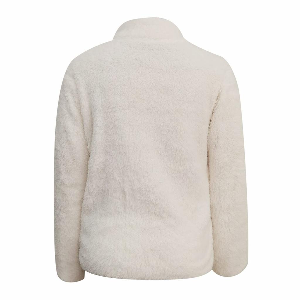 Ladies Casual Fashion New Zipper Sweater Women's Double-sided Velvet Solid Color  Warm High Collar Jacket