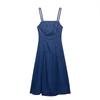 2025 Summer Women Dresses Sleeveless Blue Denim Dress Casual Long Dresses for Women Backless Sexy Holiday Midi Dress