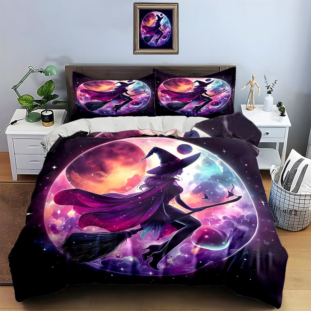 Witch moon silhouette. Bedding Duvet cover sets Duvet covers Pillowcases gifts (1 * Duvet Cover 2 * Pillowcases, without duvet insert)