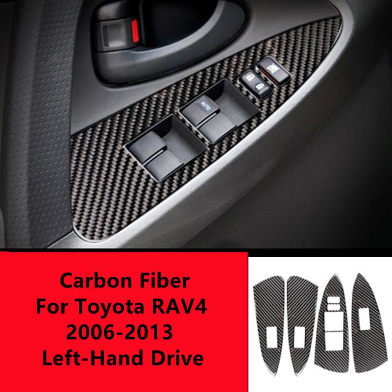 Carbon Fiber Car Inner Door Bowl Windows Control Panel Cover Trim Decal Stickers For Toyota RAV4 06-13 Car Interior