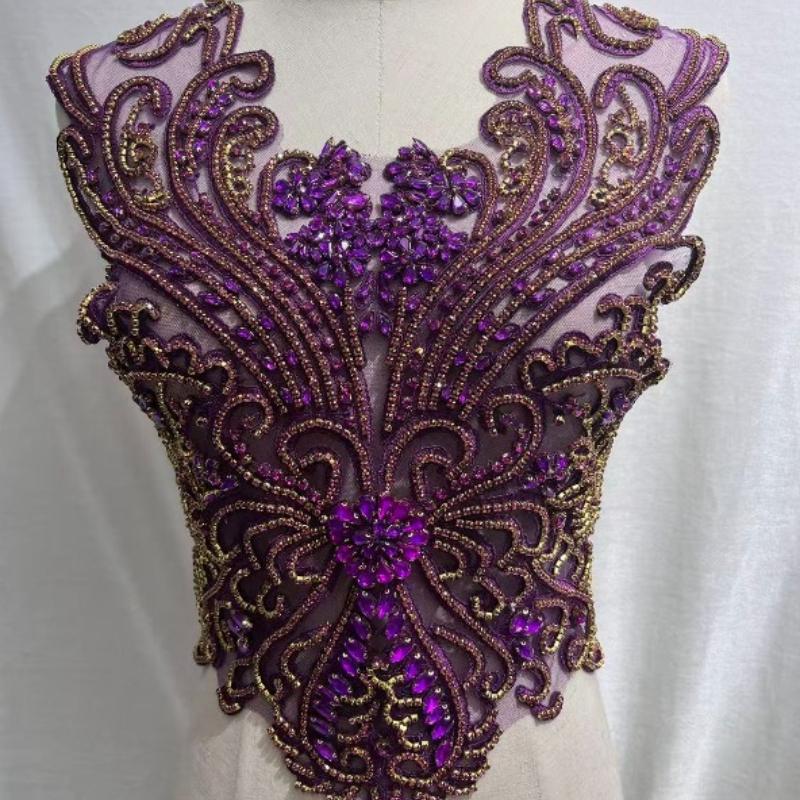 19 цветов Кристаллы ручной работы Бисер Кружево Пришивные Стразы Аппликации для Свадебных Костюмов Вечернего Платья Декор