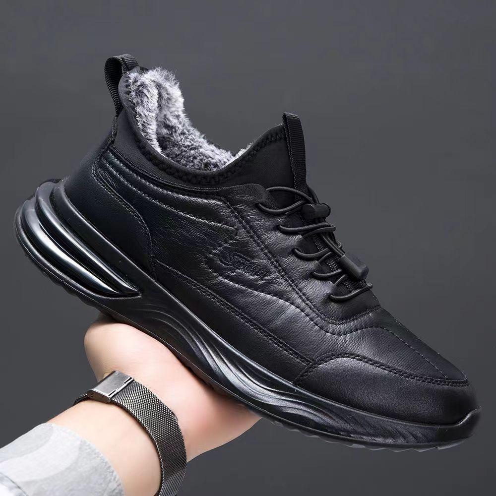 Зимние мужские повседневные теплые низкие спортивные черные кроссовки с мягкой подошвой в горошек сверхлегкие утолщенные кроссовки из бархата для мужчин и женщин