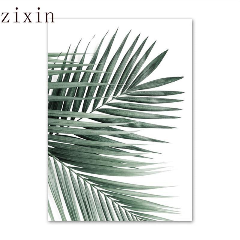 Зеленая картина Монстера с листьями эвкалипта, настенное искусство, холст, картина, скандинавский постер, чернильная ладонь для гостиной, спальни, домашний декор