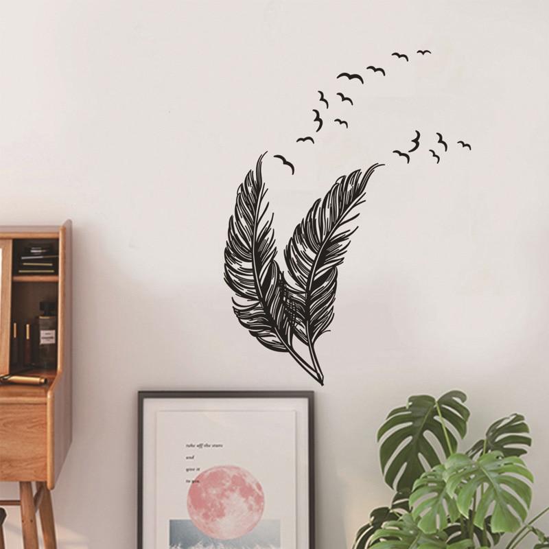 Креативная наклейка на стену с перьями для гостиной, спальни, оконное стекло, украшение, художественные наклейки, наклейки для шкафа, съемные обои