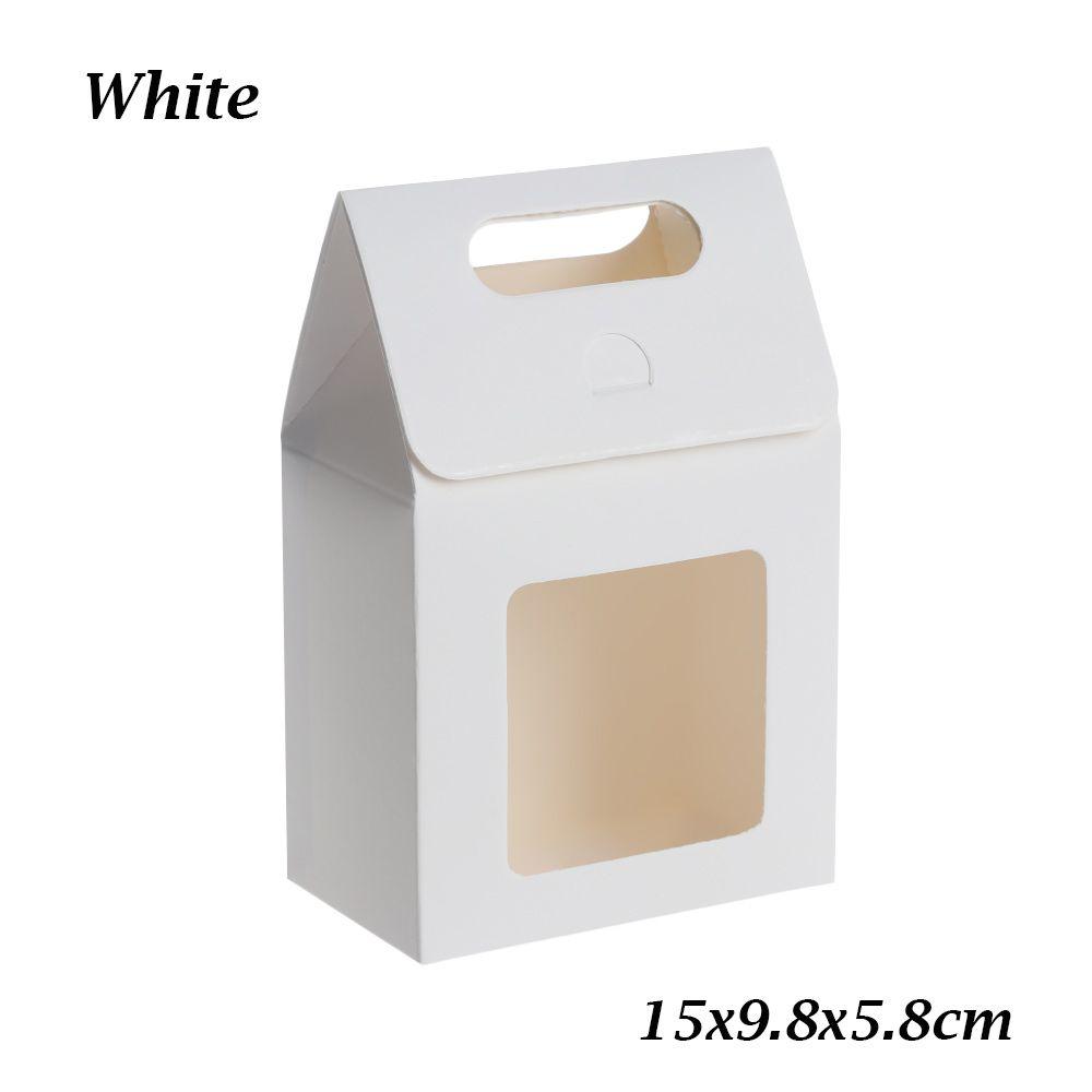 6Pcs Hot Kraft Paper Kids Gift Paper Gift Package Clear PVC Window Candy Wrapping Bag Present Case