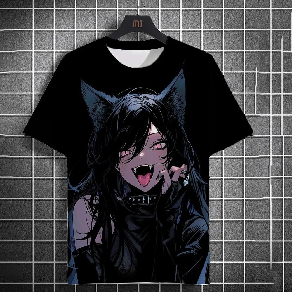 Мужская футболка с рисунком из мультфильма «Сексуальная девушка», летние повседневные футболки в стиле Харадзюку, 3D-принт, хип-хоп, топы с круглым вырезом