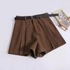 Женские вельветовые плиссированные шорты с высокой талией, осень/зима 2023, брюки-ботфорты А-силуэта, маленькие размеры