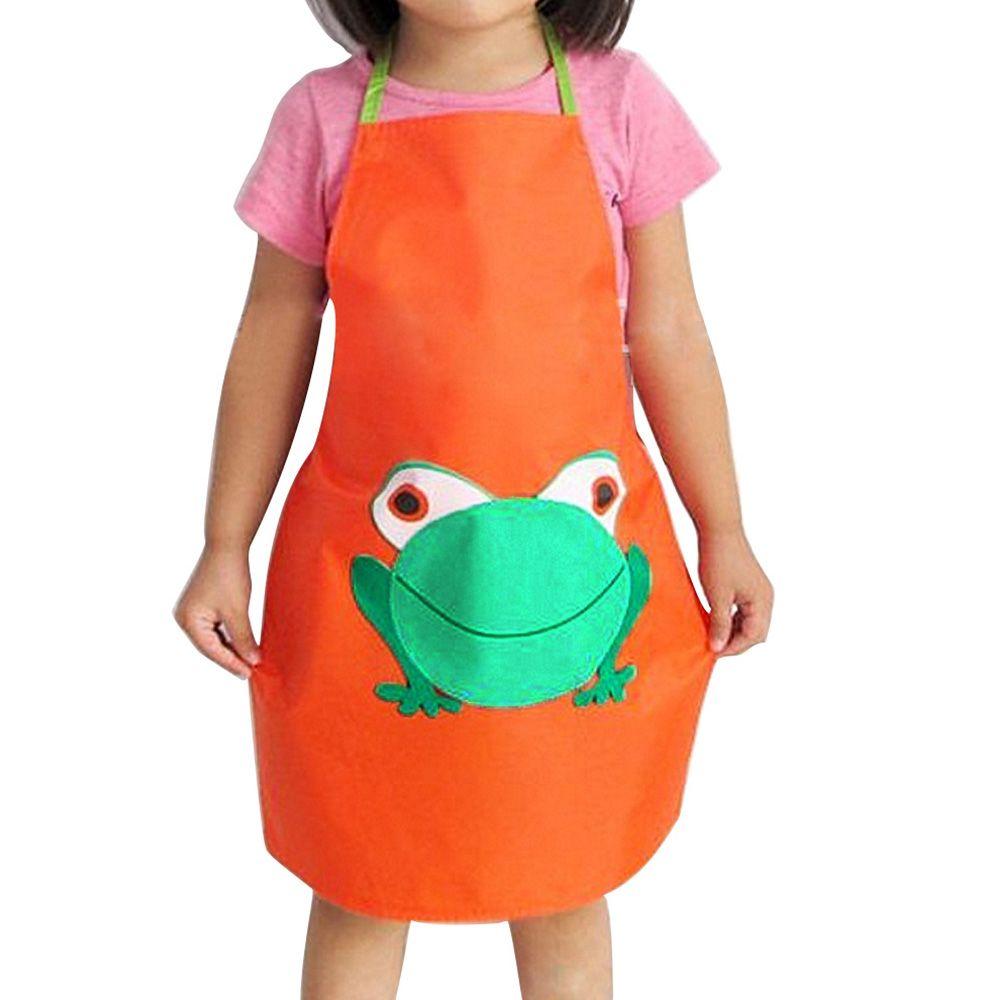 Craft Art Painting Cooking Cute Kids Cartoon Frog Printed Frog Design Apron Children Waterproof