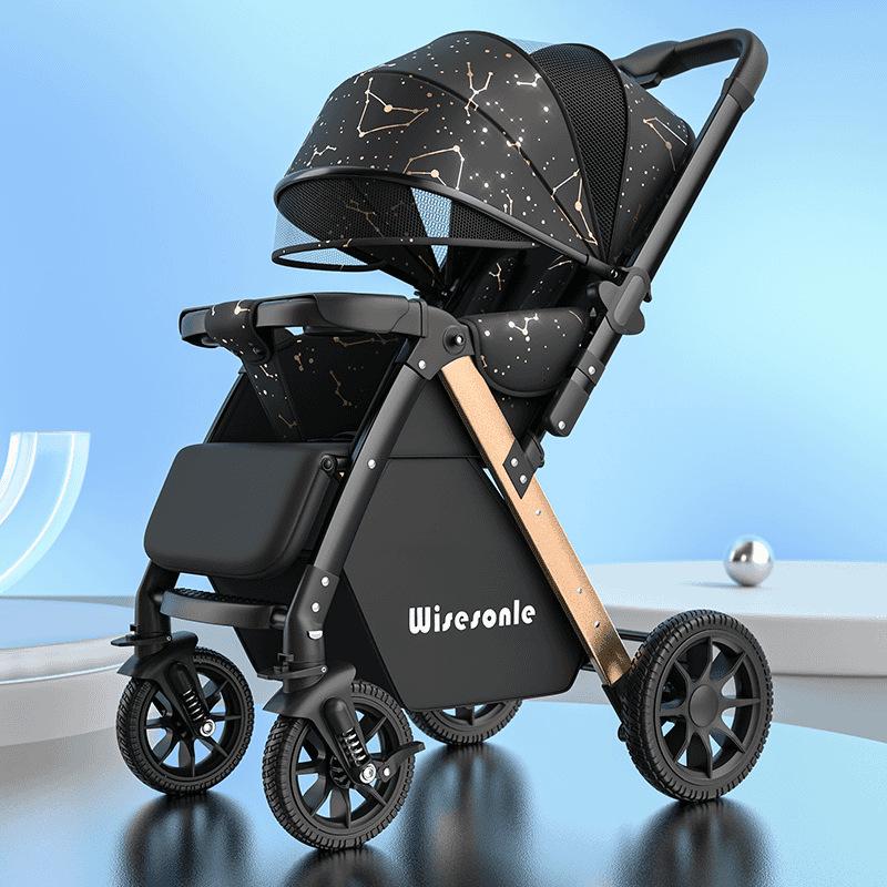 Elevated Baby Stroller: Reclining, Lightweight, Foldable, Two-Way Shock Absorption for Newborns