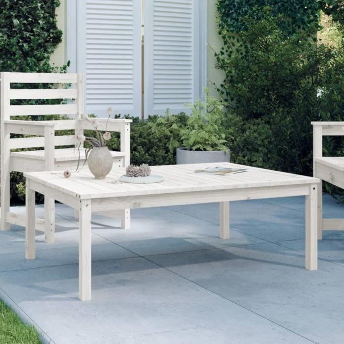 VidaXL Garden Table White 121x82.5x45 Cm Solid Pine Wood 824128