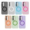 Wireless Charge Magnetic Matte Hard PC Back Cover For Samsung S25 Ultra S24 S23 FE A56 A36 A16 A55 A15 Soft Edge TPU Shockproof Solid Color Phone Case
