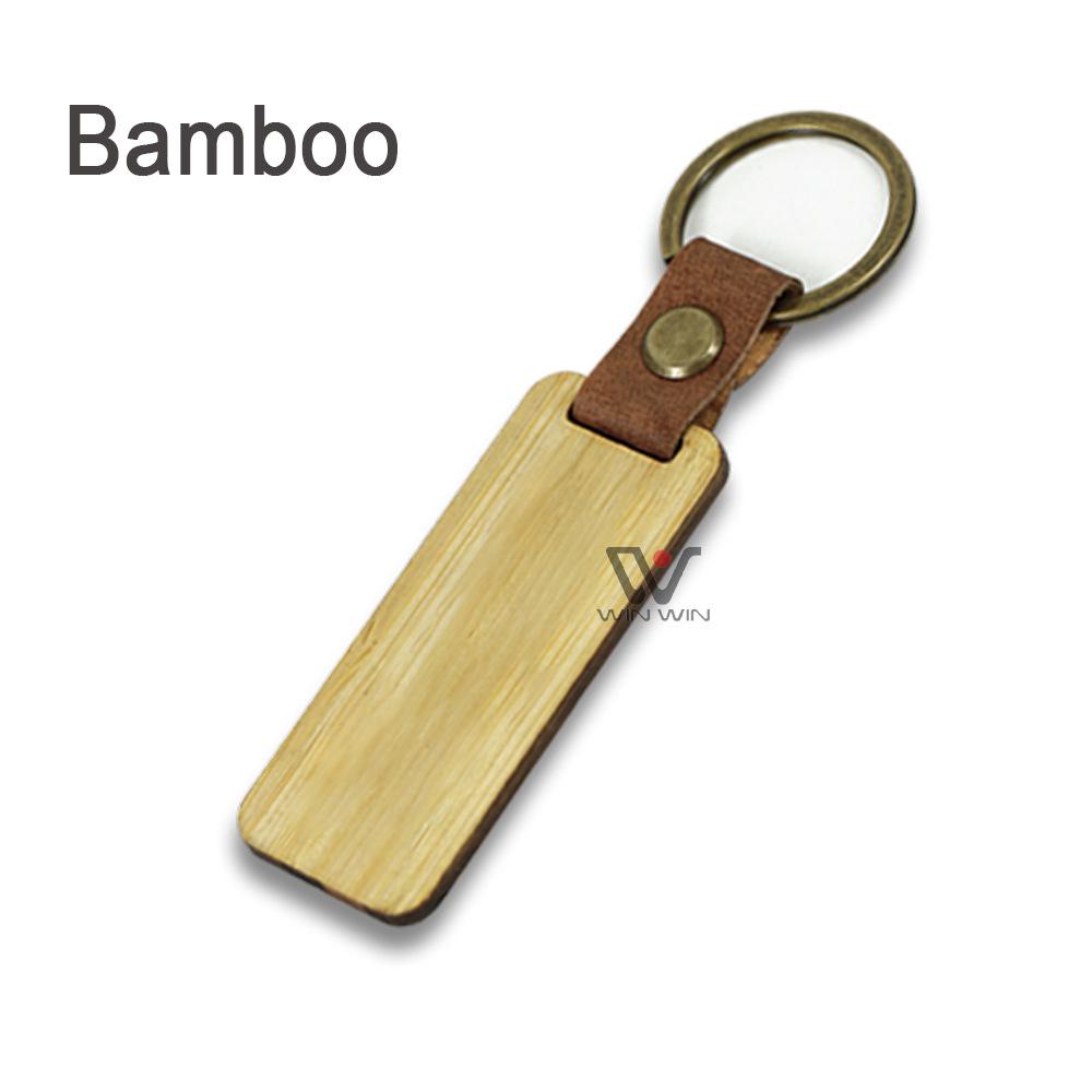 Rectangle Wooden Keychain Pendant - Business Gift In OPP Packaging