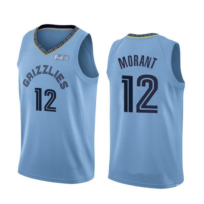 High Quality NBA Grizzlies 12 Morant Embroidered Basketball Shirt