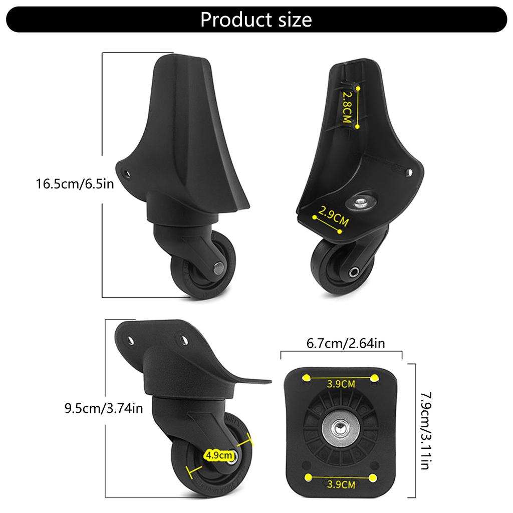 4 штуки Практичные сменные колеса для багажа Универсальные вращающиеся колеса для чемодана Аксессуар для плавного путешествия