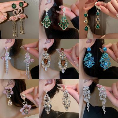 Изысканные серьги-цветы 'Серебряные иглы' с бриллиантами