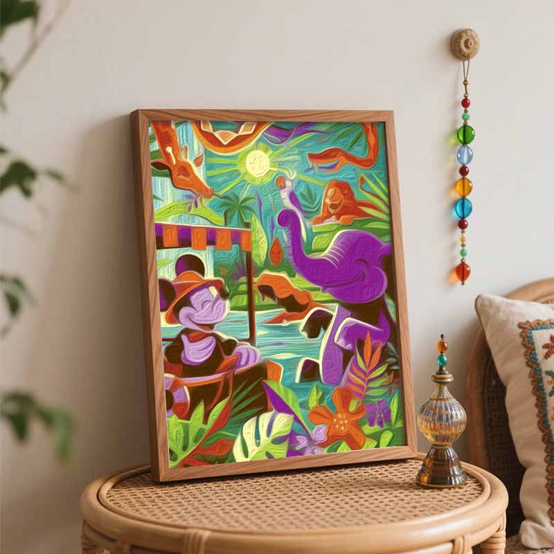 Disney Jungle Cruise Mickey digital oil painting diy coloring handpainted filling home decoration gift, art painting for living room