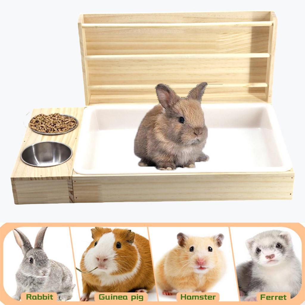 3 in 1 Hay Feeder Bunny Holder Cage Accessories Litter Pan Guinea Pig Foraging Toy Manger for