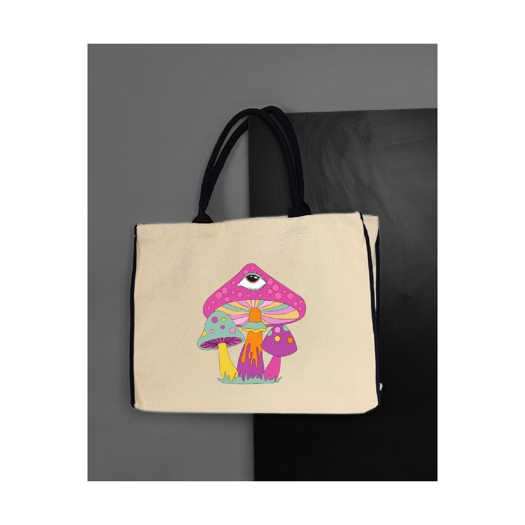 Cheerful Mushroom Themed Cloth Bag