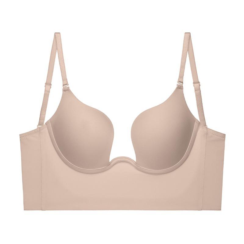 Бюстгальтер пуш-ап с открытой спиной, женские бюстгальтеры с глубоким вырезом, сексуальный бюстгальтер с глубоким вырезом и открытой спиной, свадебное нижнее белье, невидимое бесшовное нижнее белье с глубоким U-образным вырезом