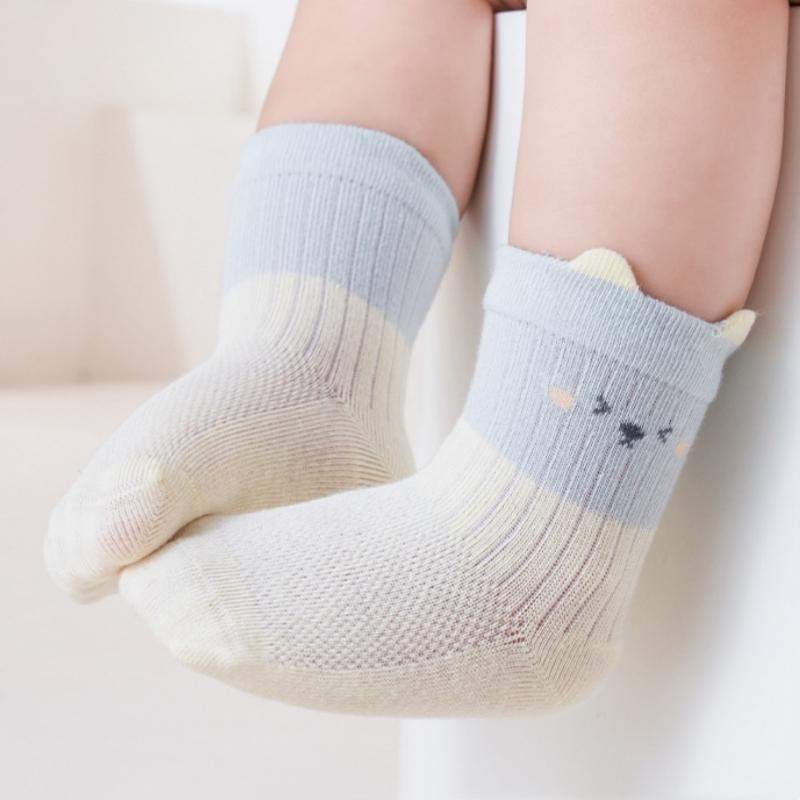 3Pairs/Set Newborn Baby Socks Summer Thin Mesh Cotton Kids Socks Cute Cartoon Boneless Ear Infant Socks For Boys Girls 0-5Yrs