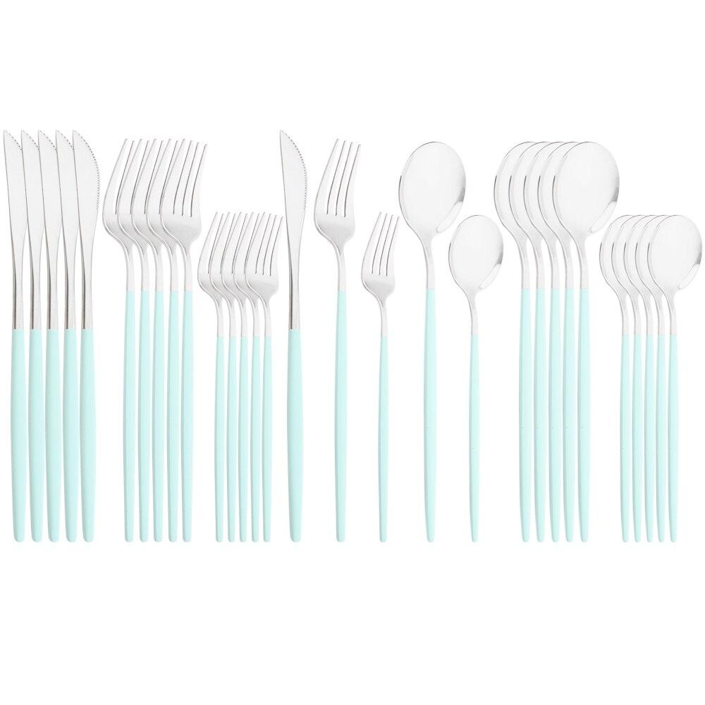 Зеркальный набор столовых приборов из нержавеющей стали, 30 предметов, черно-золотой столовый прибор, нож, вилка, ложка, набор столовых приборов, десертная ложка, набор столовых приборов