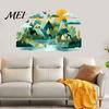 Modern Nature Wall Murals 2Pcs Watercolor Mountain Sticker, Peel And Stick Landscape Decal, PVC Waterproof Scenery Decor Mural, Removable art