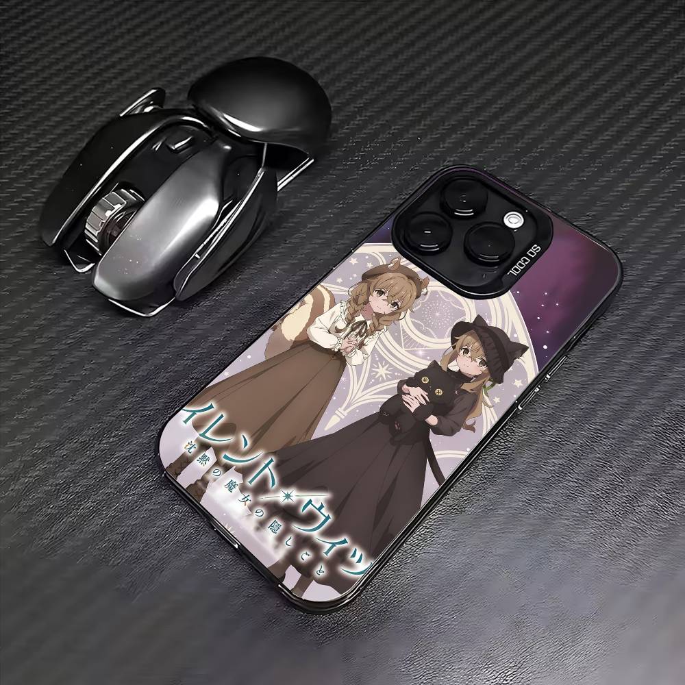 S-Чехол для телефона 'Тихая ведьма Моника' для iPhone17,16,15,14,13,12,11 Plus,Pro Max Цветной Серебряное покрытие Внутренняя крышка