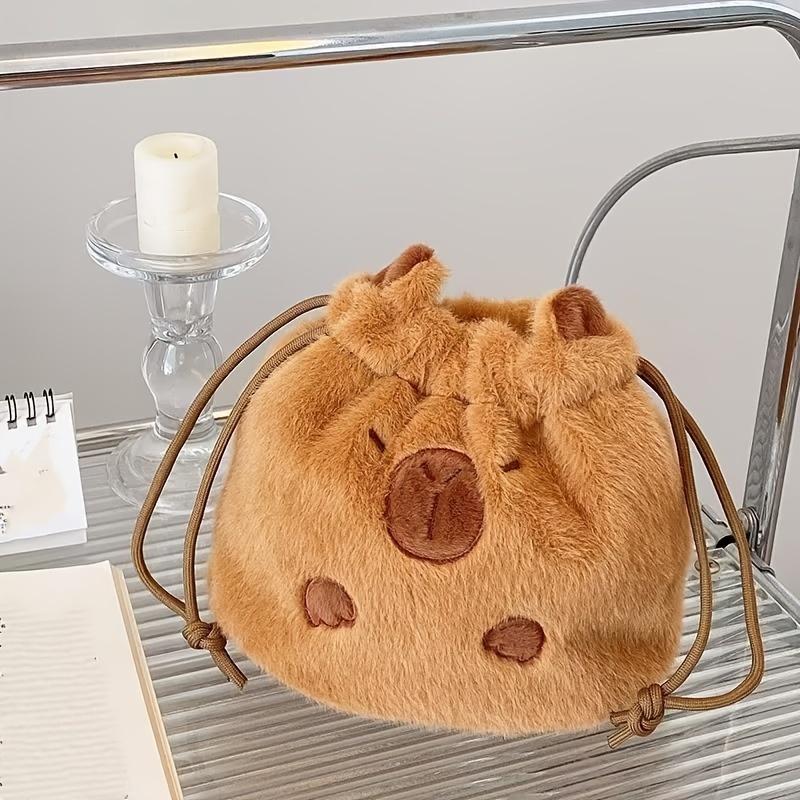 Новый милый рюкзак Capybara Drawstring, модная сумка с изображением животных из мультфильмов, сумка для хранения через плечо для девочек, милый и вместительный органайзер-кошелек